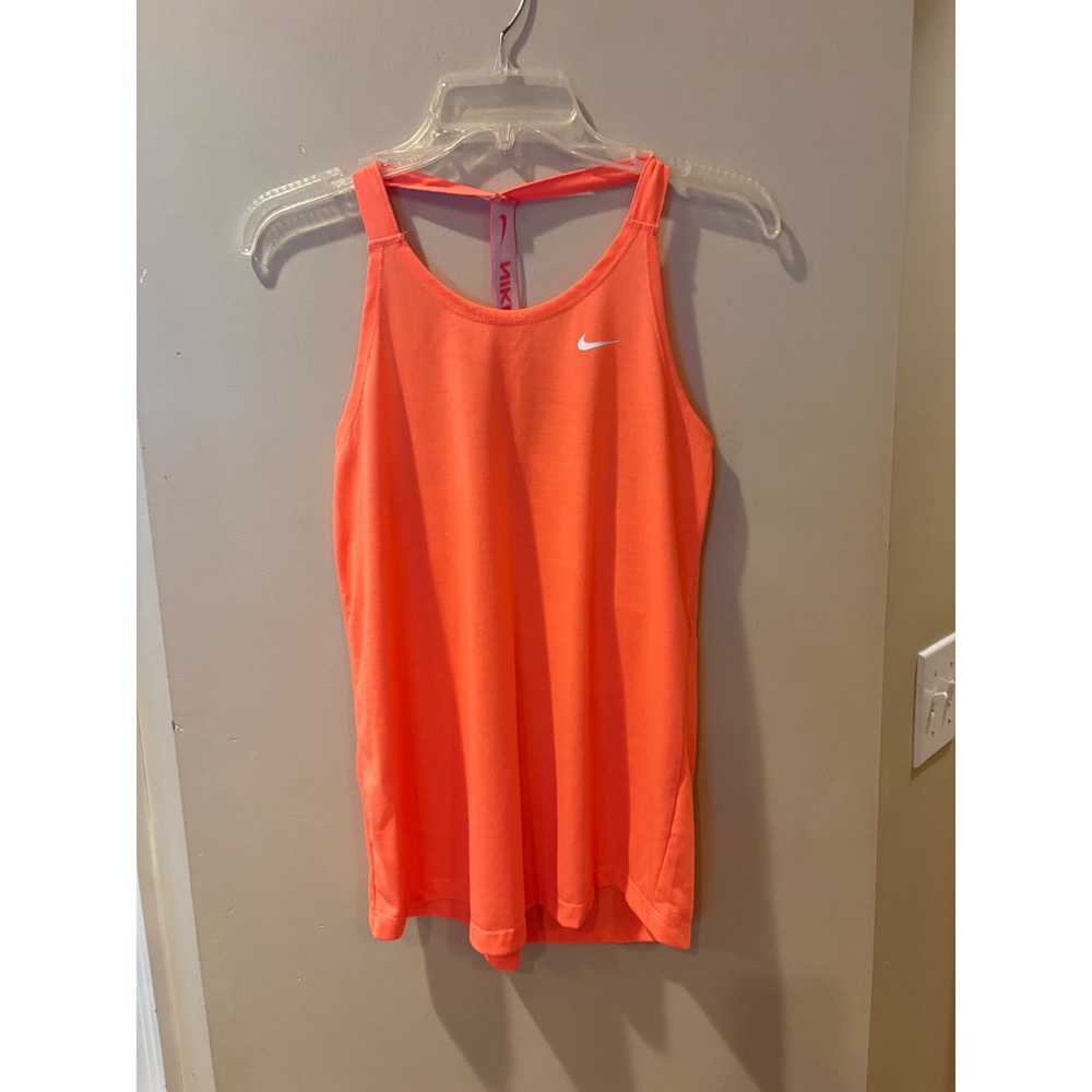 Women's Nike Dri-FIT Neon Orange sports Racerback Tank Top Y-Back size Small S